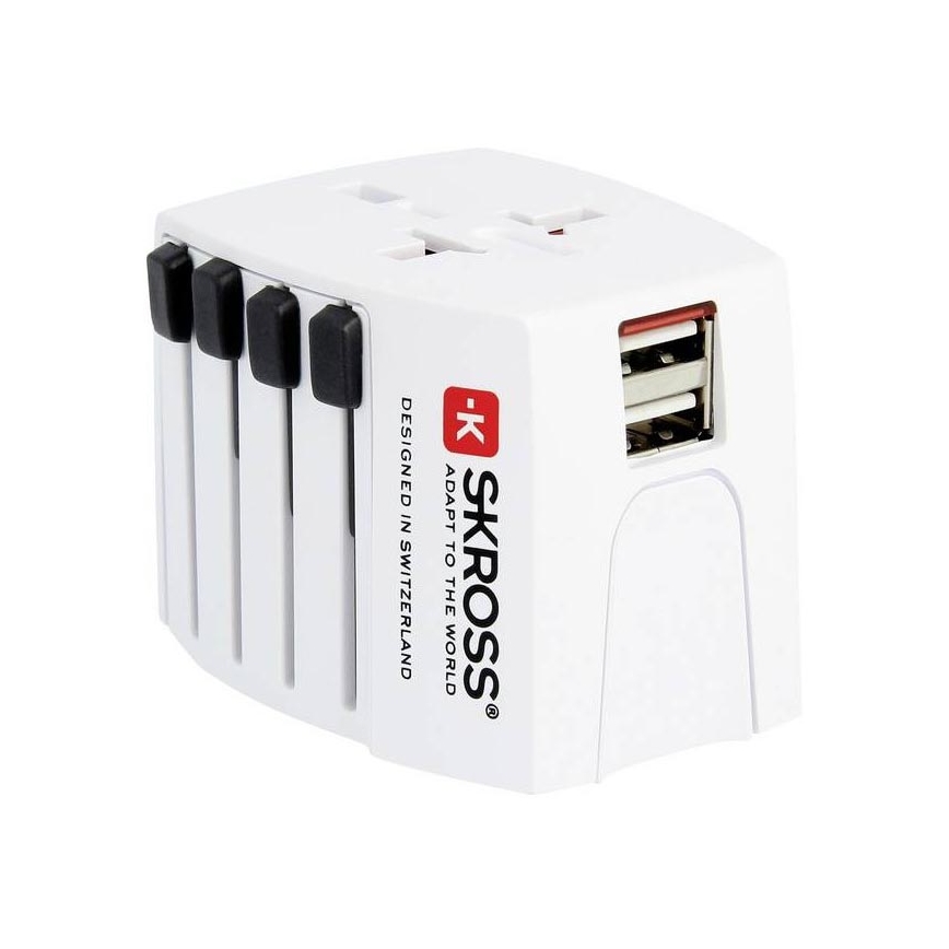 Internationale Reisstekker 230V + 2x USB poort