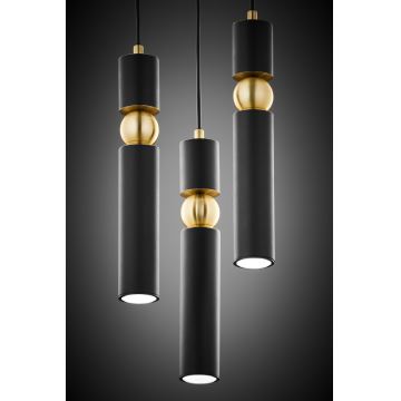 Jupiter 2013 - Hanglamp aan een koord ALAS 3xGU10/10W/230V zwart/goud