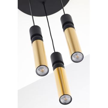 Jupiter 2016 - Hanglamp aan een koord ALAS 3xGU10/10W/230V goud/zwart