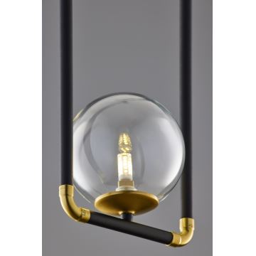 Jupiter 2023 - Hanglamp aan een koord ZAFRA 1xG9/10W/230V zwart/goud/doorzichtig