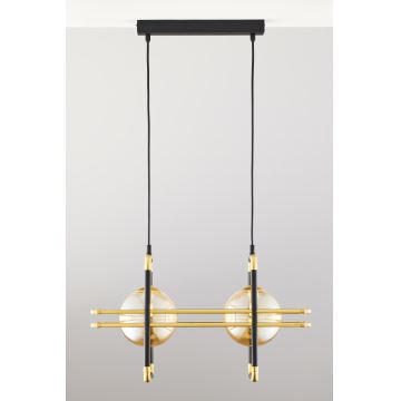 Jupiter 2026 - Hanglamp aan een koord FIORI 2xG9/10W/230V zwart/goud/beige