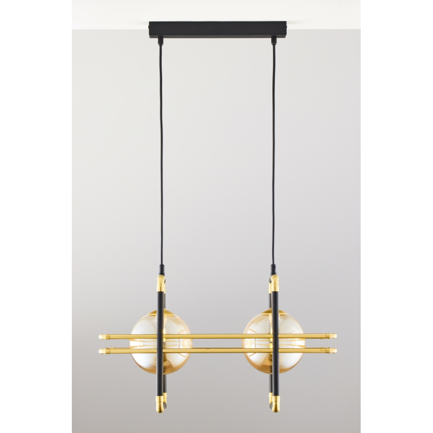 Jupiter 2026 - Hanglamp aan een koord FIORI 2xG9/10W/230V zwart/goud/beige