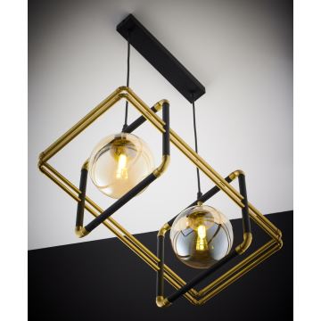 Jupiter 2026 - Hanglamp aan een koord FIORI 2xG9/10W/230V zwart/goud/beige