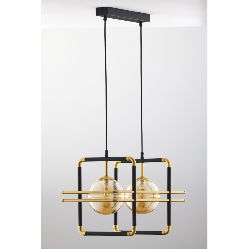 Jupiter 2026 - Hanglamp aan een koord FIORI 2xG9/10W/230V zwart/goud/beige