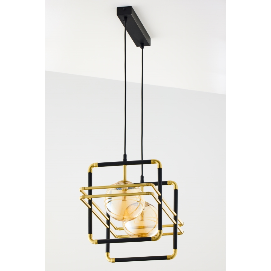 Jupiter 2026 - Hanglamp aan een koord FIORI 2xG9/10W/230V zwart/goud/beige