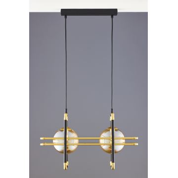 Jupiter 2026 - Hanglamp aan een koord FIORI 2xG9/10W/230V zwart/goud/beige