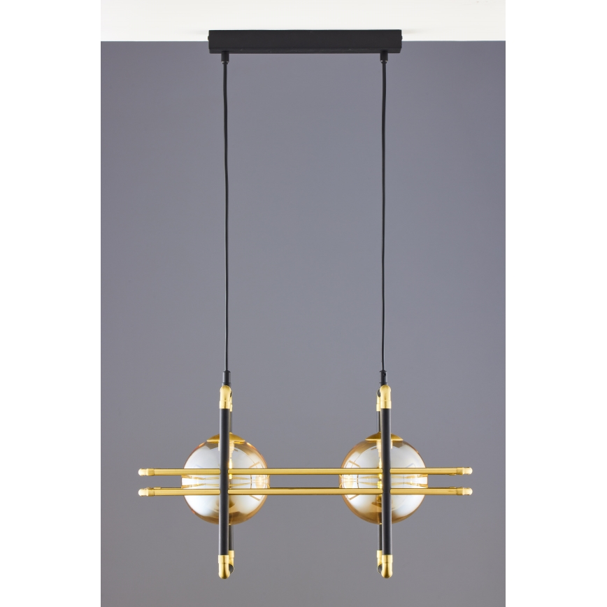 Jupiter 2026 - Hanglamp aan een koord FIORI 2xG9/10W/230V zwart/goud/beige