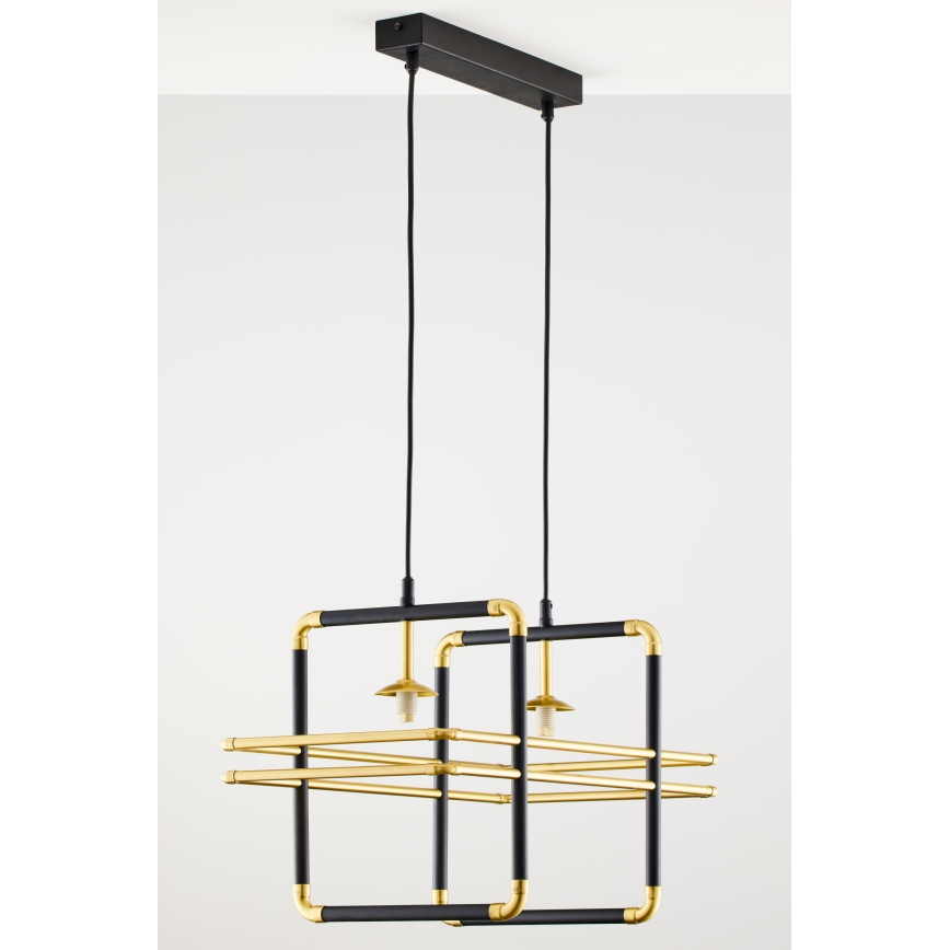 Jupiter 2026 - Hanglamp aan een koord FIORI 2xG9/10W/230V zwart/goud/beige