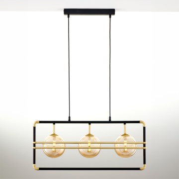 Jupiter 2027 - Hanglamp aan een koord FIORI 3xG9/10W/230V zwart/goud/beige