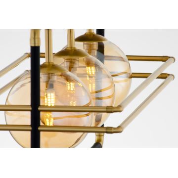 Jupiter 2027 - Hanglamp aan een koord FIORI 3xG9/10W/230V zwart/goud/beige