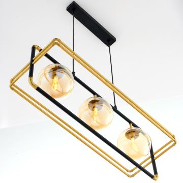 Jupiter 2027 - Hanglamp aan een koord FIORI 3xG9/10W/230V zwart/goud/beige