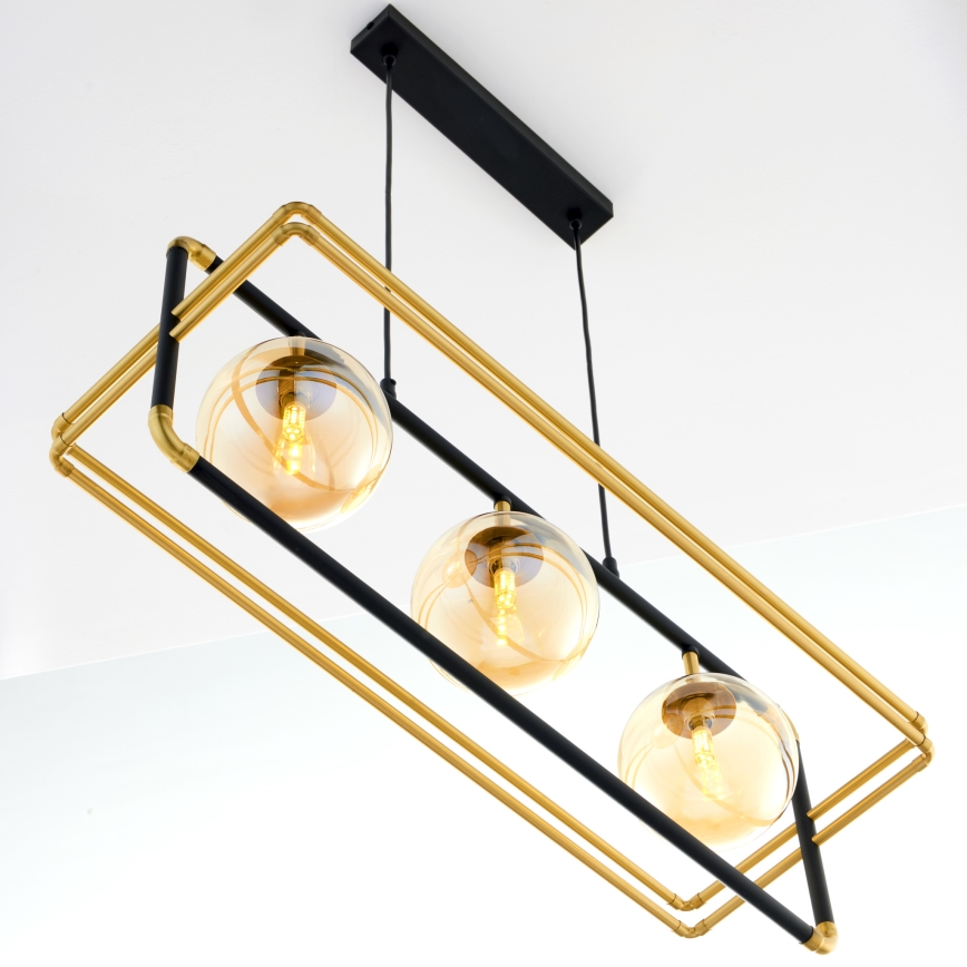 Jupiter 2027 - Hanglamp aan een koord FIORI 3xG9/10W/230V zwart/goud/beige