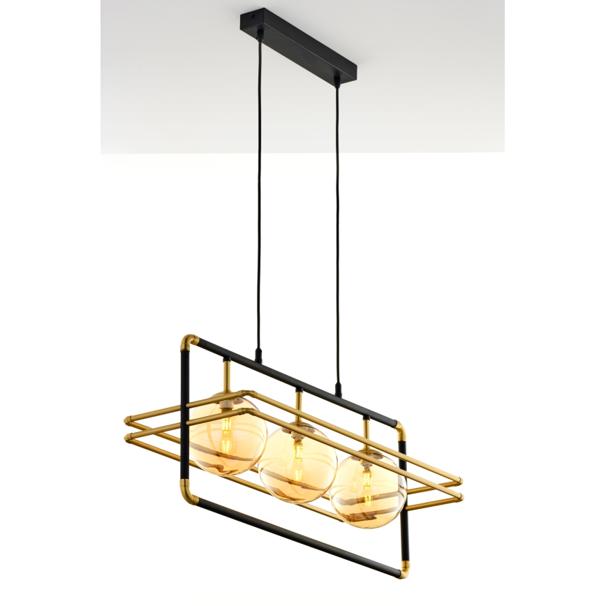 Jupiter 2027 - Hanglamp aan een koord FIORI 3xG9/10W/230V zwart/goud/beige