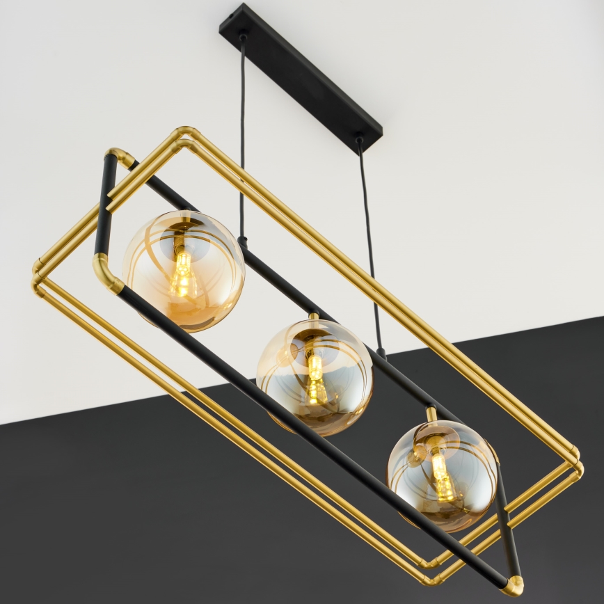 Jupiter 2027 - Hanglamp aan een koord FIORI 3xG9/10W/230V zwart/goud/beige