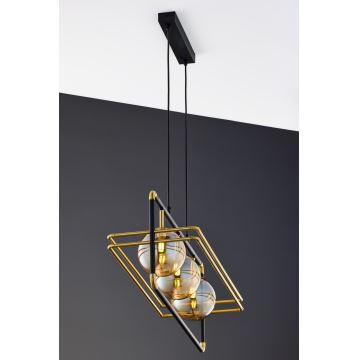 Jupiter 2027 - Hanglamp aan een koord FIORI 3xG9/10W/230V zwart/goud/beige