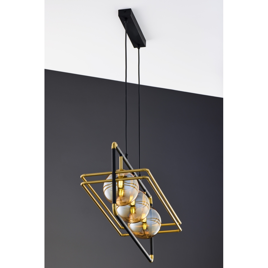 Jupiter 2027 - Hanglamp aan een koord FIORI 3xG9/10W/230V zwart/goud/beige