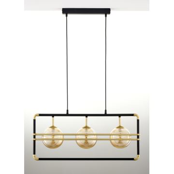 Jupiter 2027 - Hanglamp aan een koord FIORI 3xG9/10W/230V zwart/goud/beige