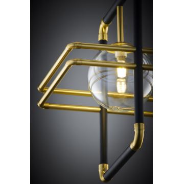 Jupiter 2028 - Hanglamp aan een koord FIORI 1xG9/10W/230V zwart/goud/doorzichtig