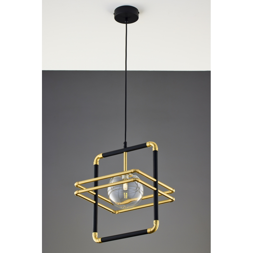 Jupiter 2028 - Hanglamp aan een koord FIORI 1xG9/10W/230V zwart/goud/doorzichtig