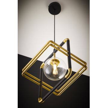 Jupiter 2028 - Hanglamp aan een koord FIORI 1xG9/10W/230V zwart/goud/doorzichtig