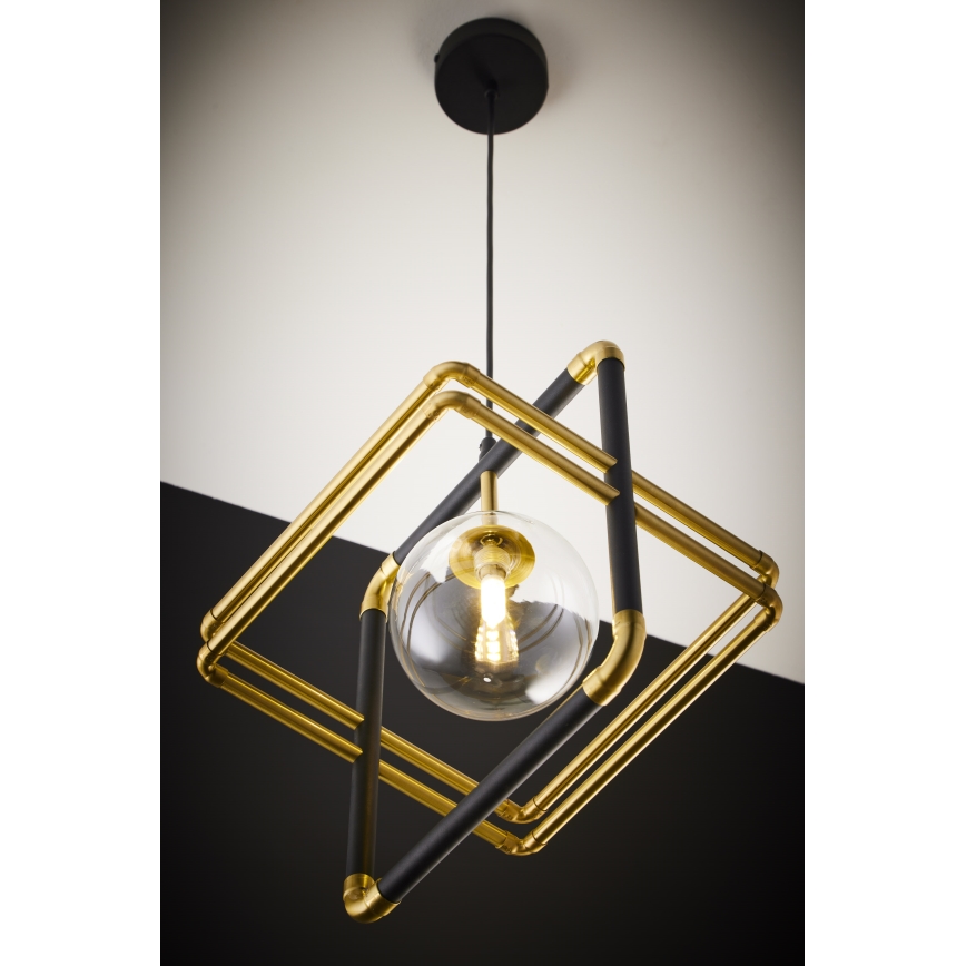 Jupiter 2028 - Hanglamp aan een koord FIORI 1xG9/10W/230V zwart/goud/doorzichtig