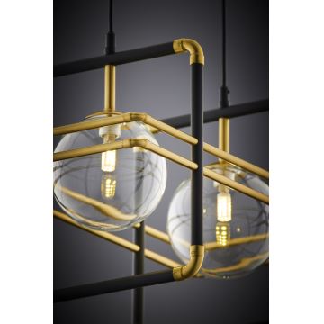 Jupiter 2029 - Hanglamp aan een koord FIORI 2xG9/10W/230V zwart/goud/doorzichtig