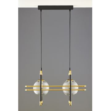 Jupiter 2029 - Hanglamp aan een koord FIORI 2xG9/10W/230V zwart/goud/doorzichtig