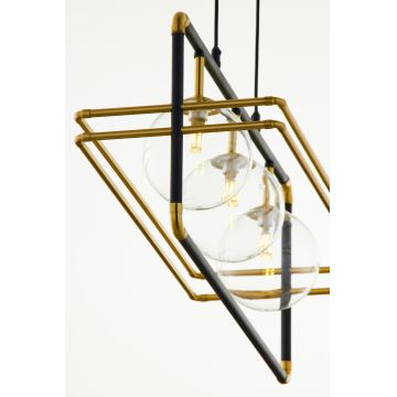 Jupiter 2030 - Hanglamp aan een koord FIORI 3xG9/10W/230V zwart/goud/doorzichtig