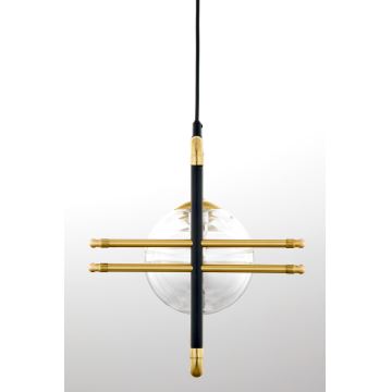 Jupiter 2030 - Hanglamp aan een koord FIORI 3xG9/10W/230V zwart/goud/doorzichtig