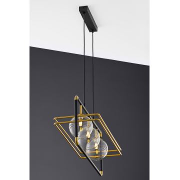 Jupiter 2030 - Hanglamp aan een koord FIORI 3xG9/10W/230V zwart/goud/doorzichtig