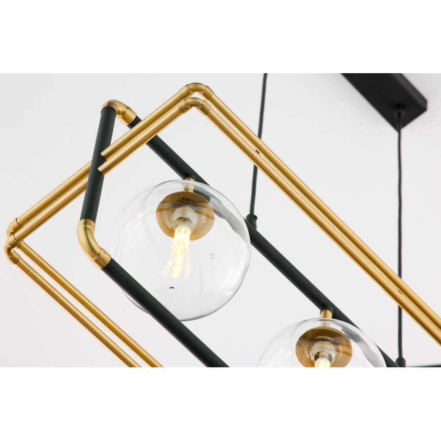 Jupiter 2030 - Hanglamp aan een koord FIORI 3xG9/10W/230V zwart/goud/doorzichtig