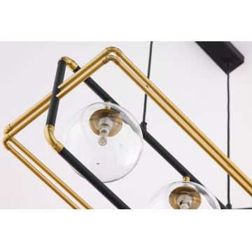 Jupiter 2030 - Hanglamp aan een koord FIORI 3xG9/10W/230V zwart/goud/doorzichtig