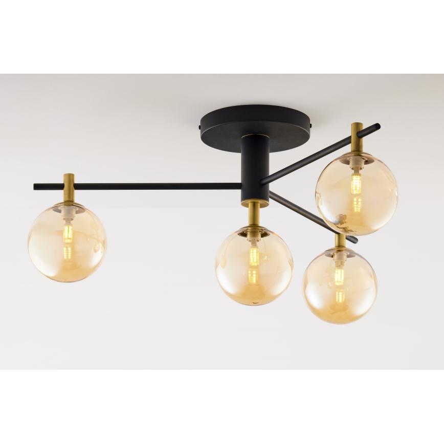 Jupiter 2031 - Bevestigde hanglamp FIGARO 4xG9/10W/230V zwart/goud/beige