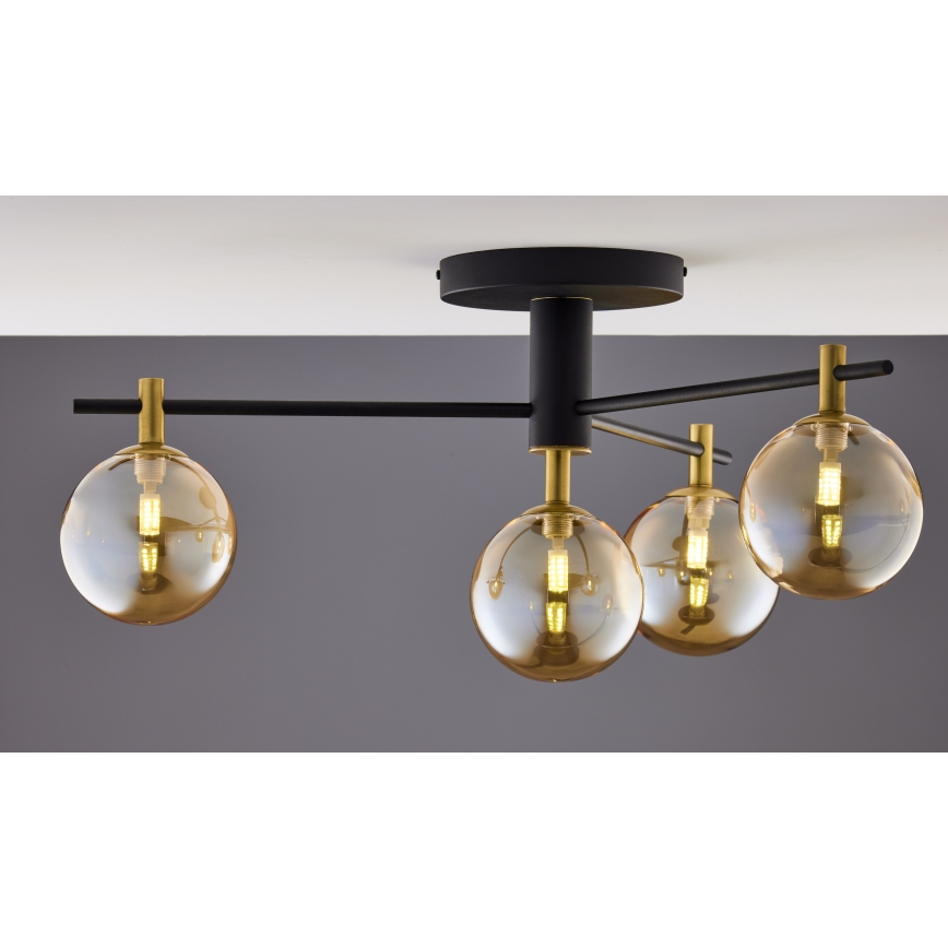 Jupiter 2031 - Bevestigde hanglamp FIGARO 4xG9/10W/230V zwart/goud/beige