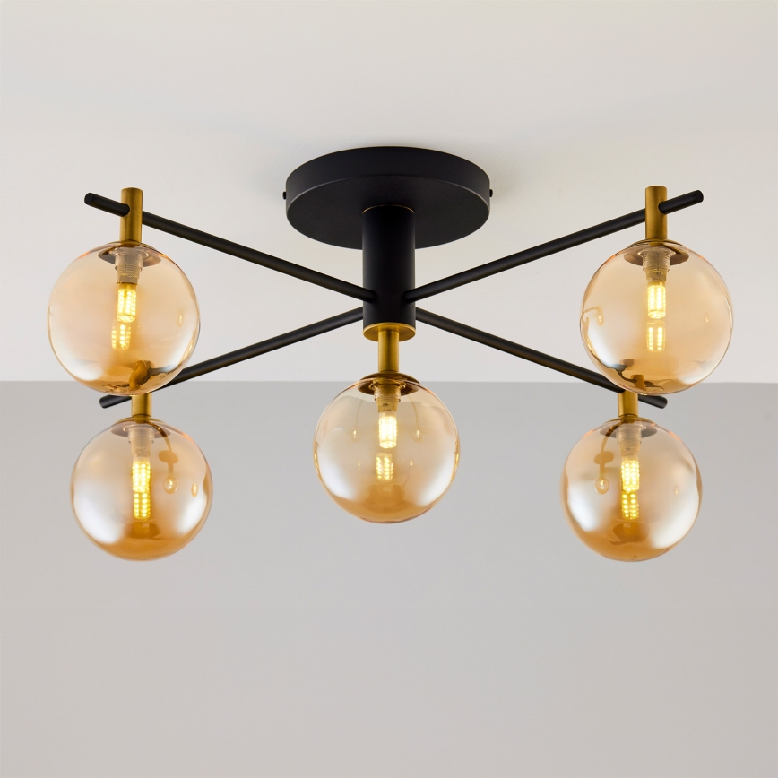 Jupiter 2032 - Bevestigde hanglamp FIGARO 5xG9/10W/230V zwart/goud/beige