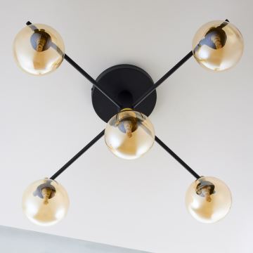 Jupiter 2032 - Bevestigde hanglamp FIGARO 5xG9/10W/230V zwart/goud/beige