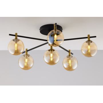 Jupiter 2033 - Bevestigde hanglamp FIGARO 6xG9/10W/230V zwart/goud/beige