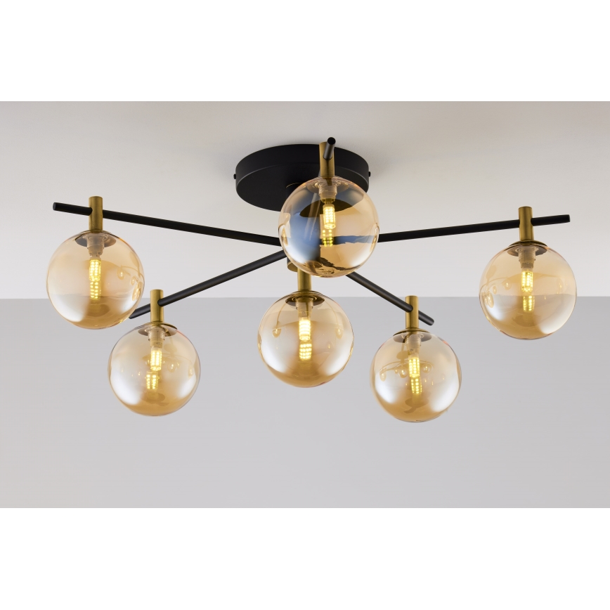 Jupiter 2033 - Bevestigde hanglamp FIGARO 6xG9/10W/230V zwart/goud/beige