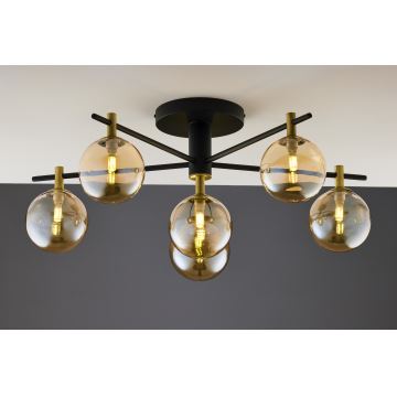 Jupiter 2033 - Bevestigde hanglamp FIGARO 6xG9/10W/230V zwart/goud/beige