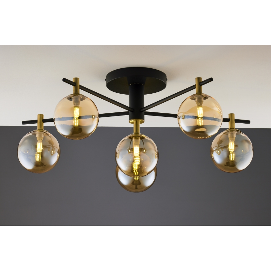 Jupiter 2033 - Bevestigde hanglamp FIGARO 6xG9/10W/230V zwart/goud/beige