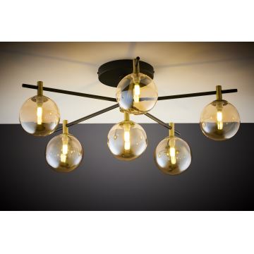 Jupiter 2033 - Bevestigde hanglamp FIGARO 6xG9/10W/230V zwart/goud/beige