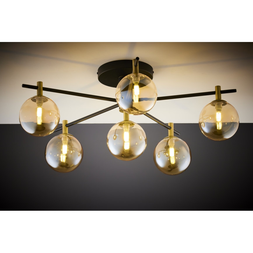 Jupiter 2033 - Bevestigde hanglamp FIGARO 6xG9/10W/230V zwart/goud/beige