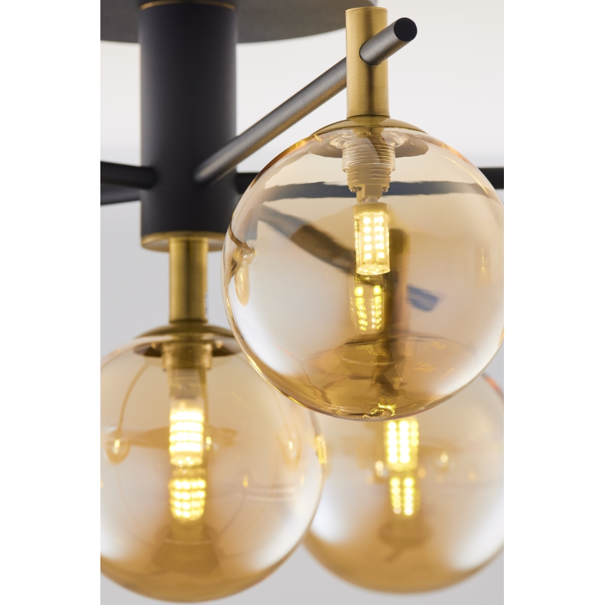 Jupiter 2033 - Bevestigde hanglamp FIGARO 6xG9/10W/230V zwart/goud/beige