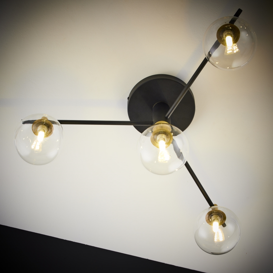 Jupiter 2034 - Bevestigde hanglamp FIGARO 4xG9/10W/230V zwart/goud/beige/doorzichtig