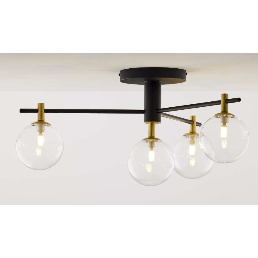 Jupiter 2034 - Bevestigde hanglamp FIGARO 4xG9/10W/230V zwart/goud/beige/doorzichtig