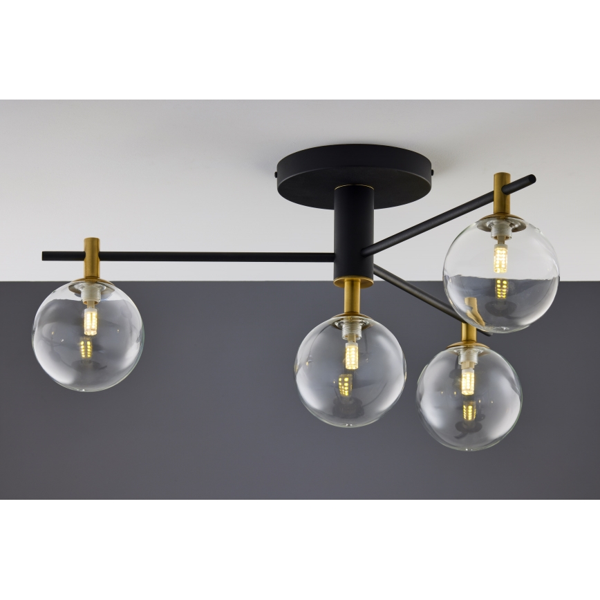 Jupiter 2034 - Bevestigde hanglamp FIGARO 4xG9/10W/230V zwart/goud/beige/doorzichtig