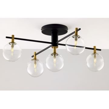 Jupiter 2035 - Bevestigde hanglamp FIGARO 5xG9/10W/230V zwart/goud/beige/doorzichtig