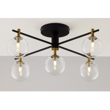 Jupiter 2035 - Bevestigde hanglamp FIGARO 5xG9/10W/230V zwart/goud/beige/doorzichtig