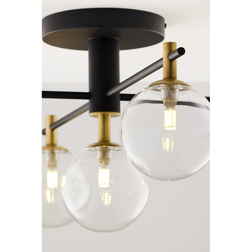 Jupiter 2035 - Bevestigde hanglamp FIGARO 5xG9/10W/230V zwart/goud/beige/doorzichtig