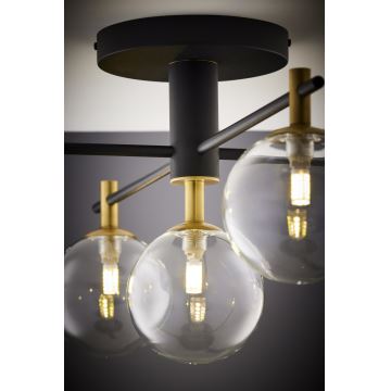 Jupiter 2035 - Bevestigde hanglamp FIGARO 5xG9/10W/230V zwart/goud/beige/doorzichtig